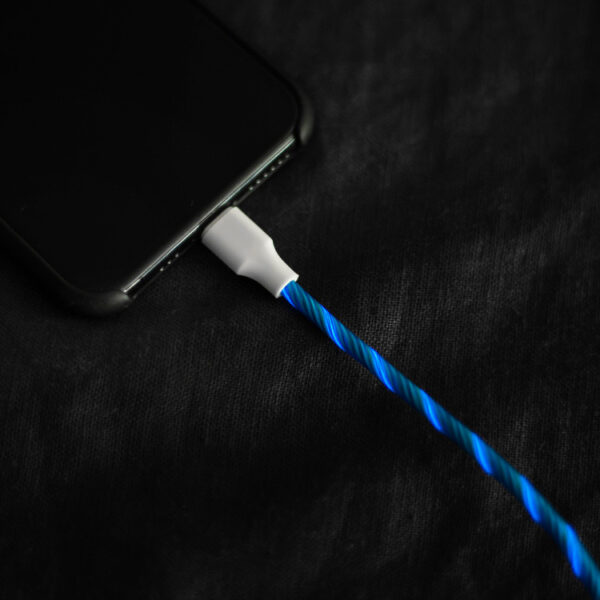 USB-kabel med synlig ström, Apple Lightning Blå