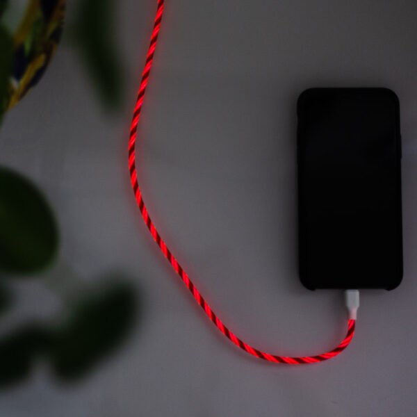 USB-kabel med synlig ström, Apple Lightning Röd